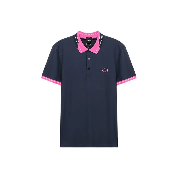 HUGO BOSS Short Sleeved Polo Shirt Men's Marine Blue-0