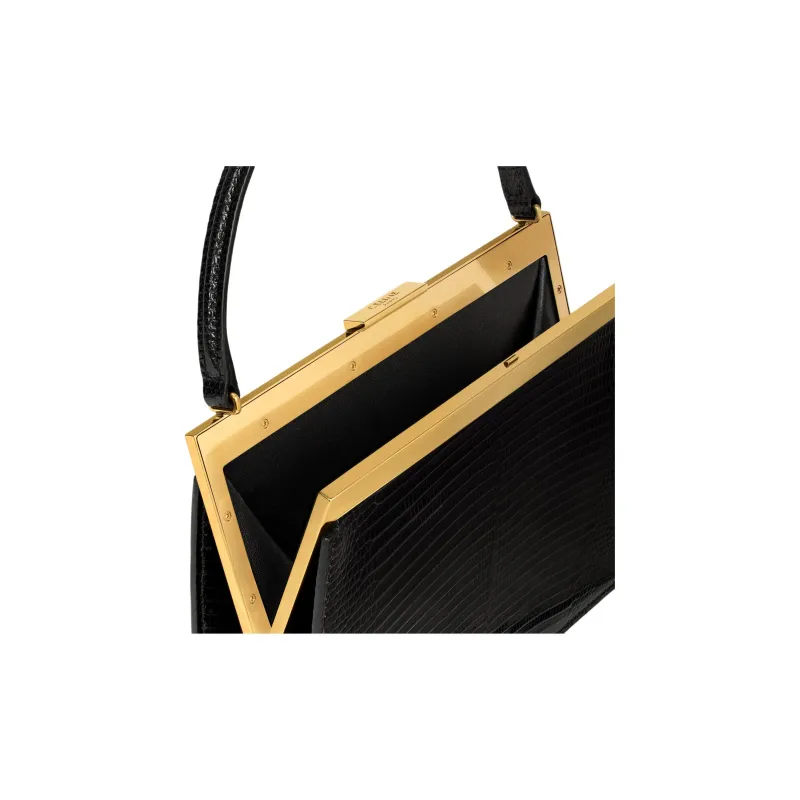 CELINE Lambskin Handbag Small Size Women's Black-3