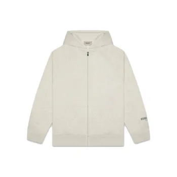 Fear Of God 3D Silicon Applique Full Zip Up Hoodie Oatmeal Heather