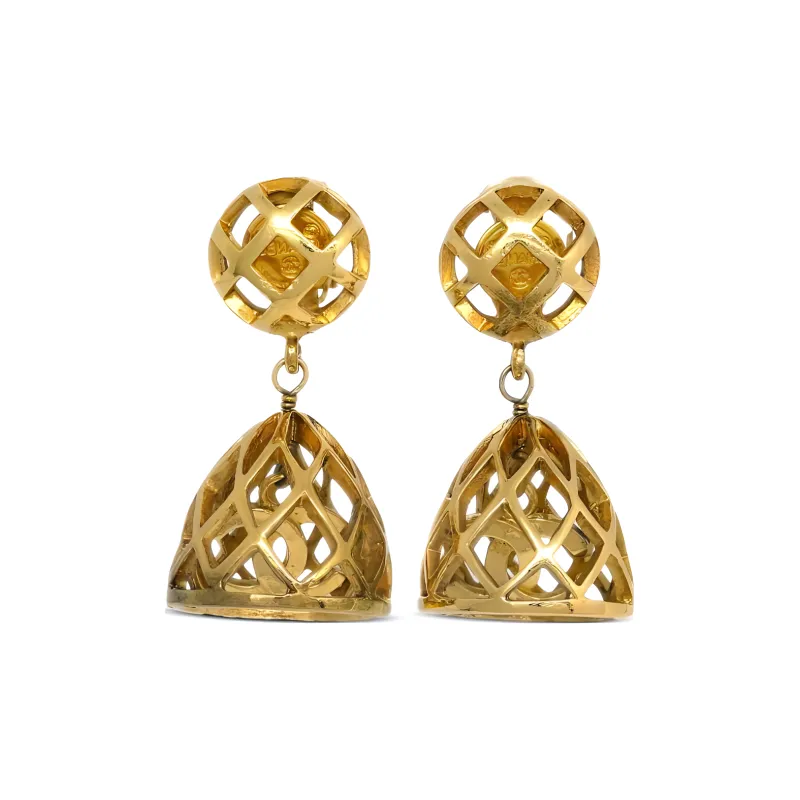 CHANEL 1990 2000s Birdcage Clip on Earrings-1