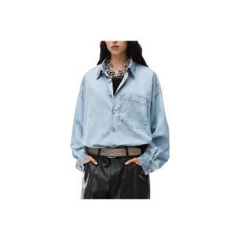 Alexander Wang Collared Long Sleeve Denim Shirt