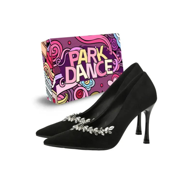 PARK DANCE Slim Heel High Heels Women's Black-0
