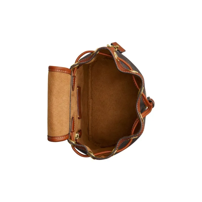 COACH Coated Canvas With Leather Backpack Small Size Women's Brown-2