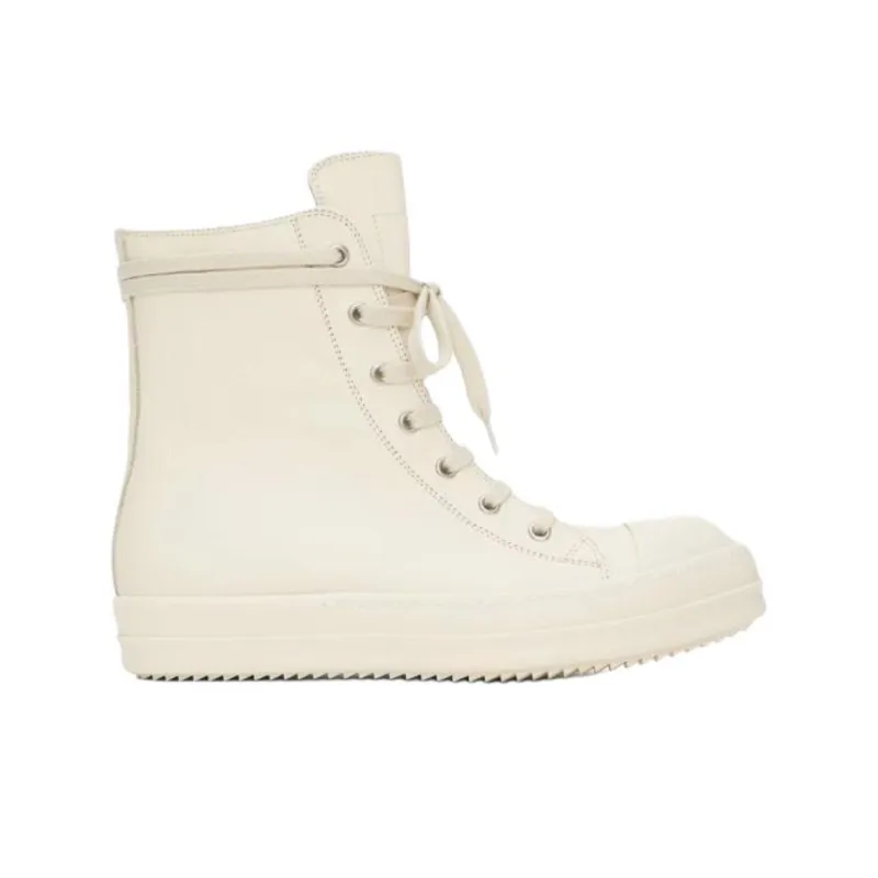 RICK OWENS/RO High Top Skateboard Shoes Women's Ecru-1