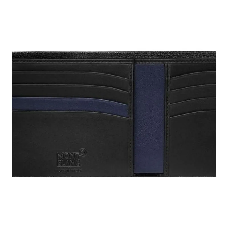 MONTBLANC Meisterstuck Leather Card Holder Wallet Card Clip Men's Black/Dark Blue-3