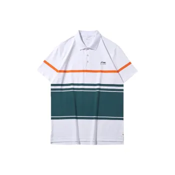 LINING Polo Shirts Men Standard White Fluorescent Flame Orange Sea Blue