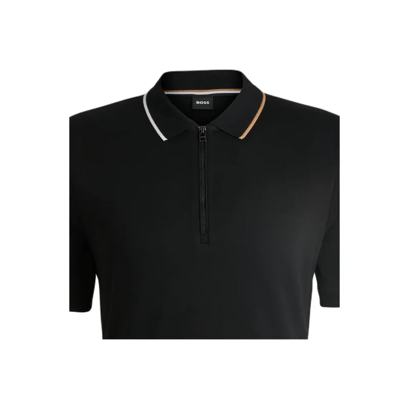 HUGO BOSS Half zip Interlock weave Polo Shirt-4