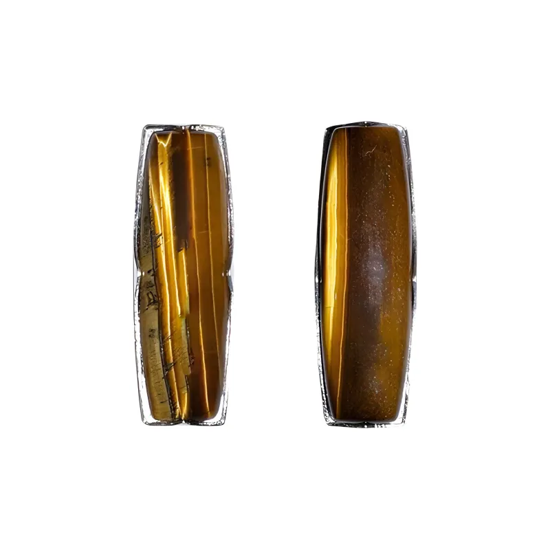 Qurioustone Tiger's Eye Stone Earrings Unisex-0