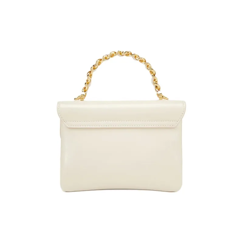 ELLE Top Grain Cow Leather Shoulder Bag, Crossbody Bag, Handbag Women's White/Black-1
