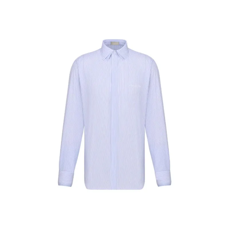 DIOR Homme Striped Collared Long Sleeve Shirt-0