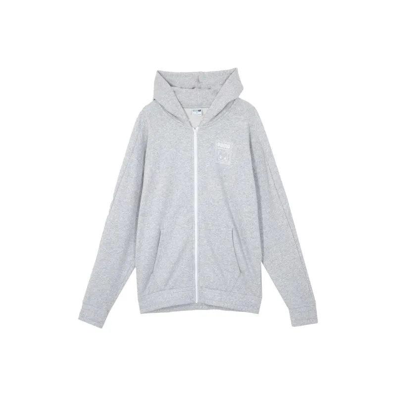 PUMA NEKO GRAPHIC T7 FZ HOODIE Sweatshirt Unisex Light Mixed Gray-0