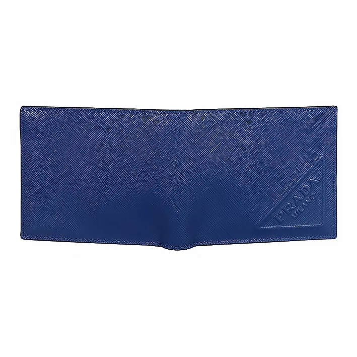 PRADA Cow Leather Card Holder, Wallet Trumpets Men's Blue-3