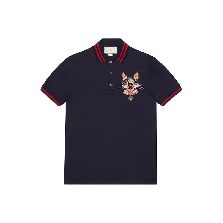 GUCCI Polo Shirts Men Ink Blue-0