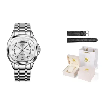 OLEVS Wisdom Series Mechanical Movement Stainless Steel Watchband Watch Men's Watches Silver Dial