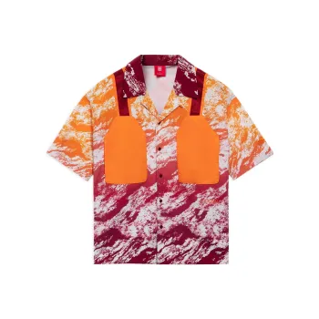 LiNing China Li Ning Shirts Men Dark Burgundy All Over Print