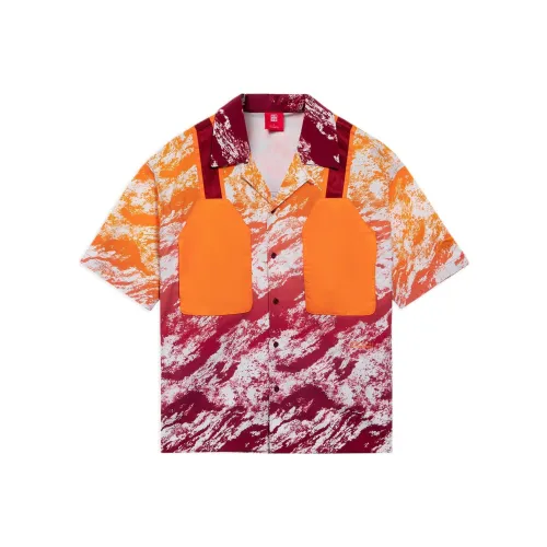 LiNing China Li Ning Shirts Men Dark Burgundy All Over Print