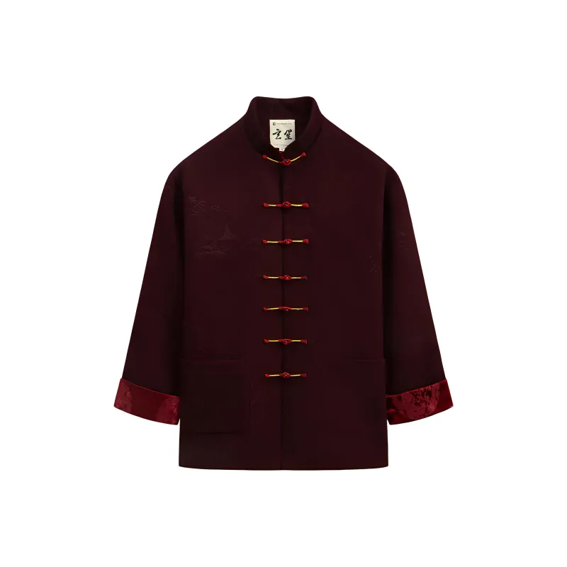 XUANSHENG Jackets Coats Men's Burgundy-5