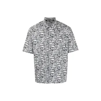 PALM ANGELS Allover Graphic Printed Short Sleeved Shirt
