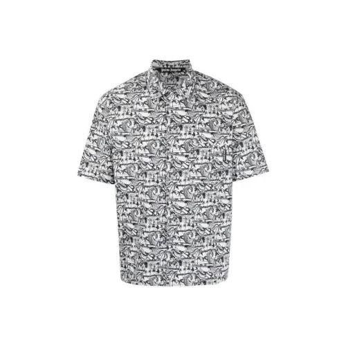 PALM ANGELS Allover Graphic Printed Short Sleeved Shirt
