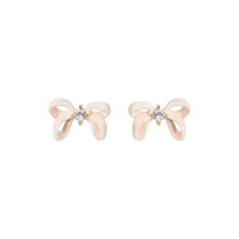LES NEREIDES Alloy, Silver Plated, Gold Plated, Brass, Enamel, Glass Stud Earrings Women's Pink