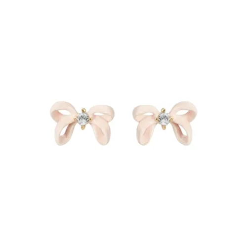LES NEREIDES Alloy, Silver Plated, Gold Plated, Brass, Enamel, Glass Stud Earrings Women's Pink