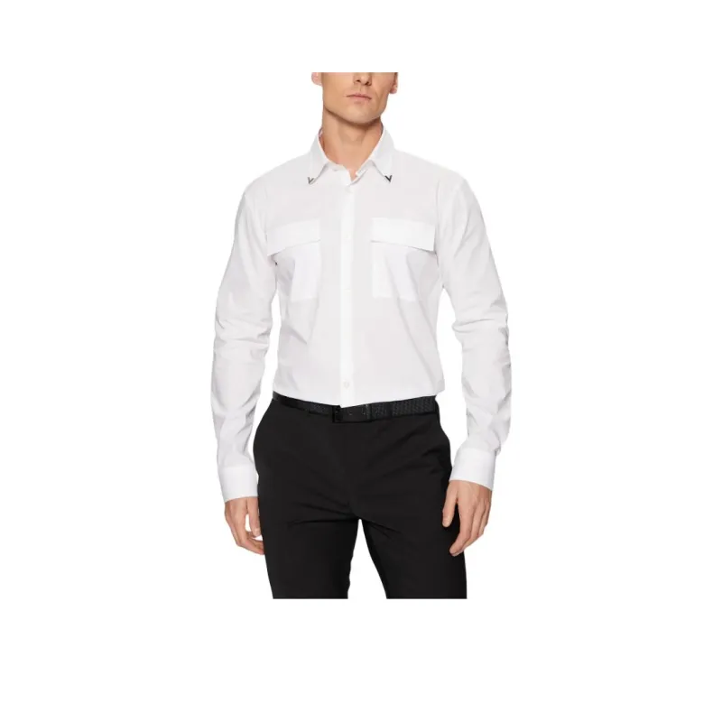 HUGO BOSS Long Sleeved Curved Hem Shirt-0