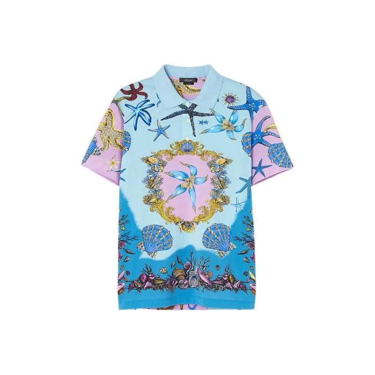 VERSACE Polo Shirts Men Blue-0