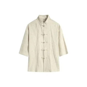 XUANSHENG Shirts Men Hemp