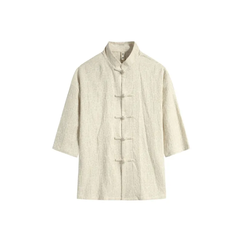 XUANSHENG Shirts Men Hemp-0