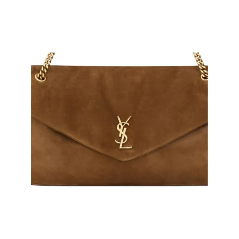 SAINT LAURENT Calfskin Shoulder Bag Large Size Women's Cognac-4