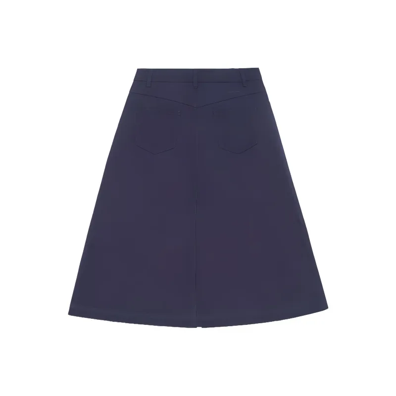 LI NING 1990 LADY L Series Casual Long Skirt Women's Dark Ship Blue-1