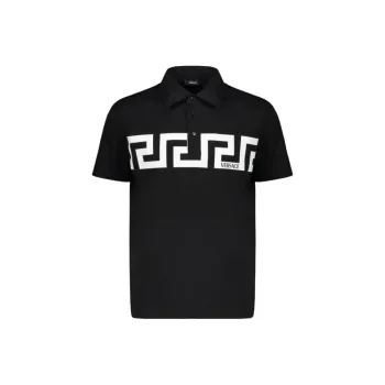 VERSACE Short Sleeve Cotton Polo Shirt