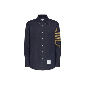 THOM BROWNE 4 Bar snake Denim Shirt