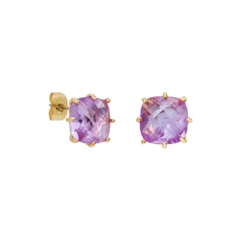 LES NEREIDES Gold Plated Stud Earrings Women's Purple