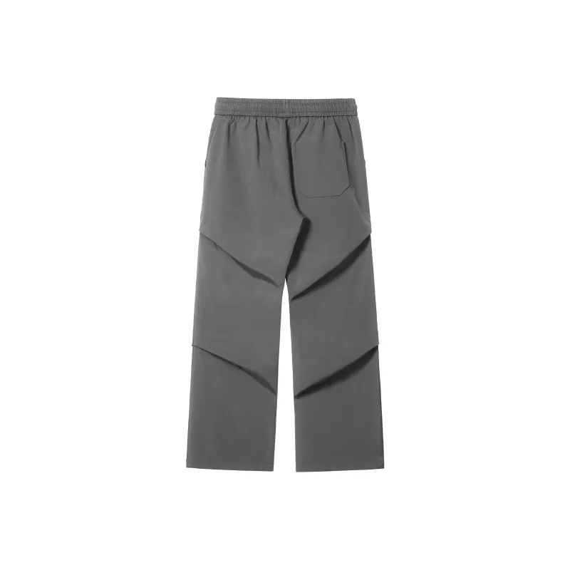 HOKLV Workwear Style Vintage Casual Pants, Wide Leg Straight Fit With A Draping Effect Unisex-12