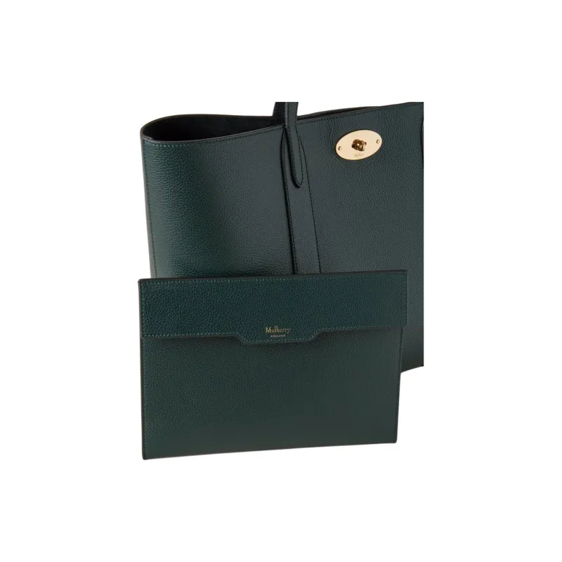 Mulberry Cow Leather Tote Bag, Shopping Bag, Handbag, Shoulder Bag Small Size Women's Mulberry Green-3