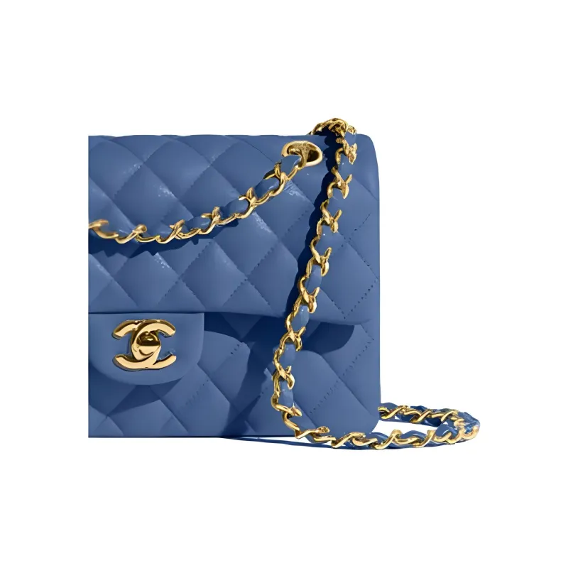 CHANEL Classic Flap CF Grain Calfskin Flap Bag, Shoulder Bag, Crossbody Bag Women's Blue-2