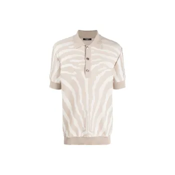 BALMAIN Zebra jacquard Polo Shirt