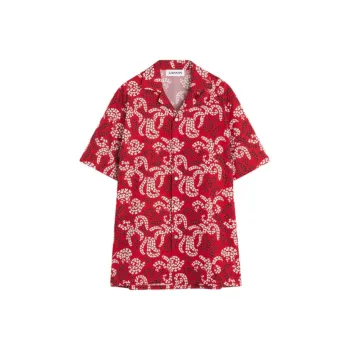 Lanvin Leaf Printed Short Sleeved Shirt