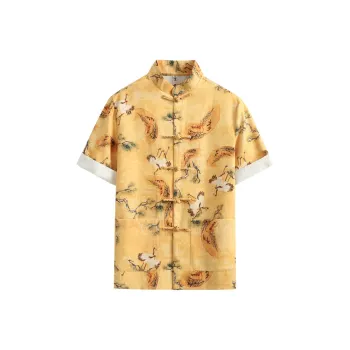 XUANSHENG Shirt Men's Yellow Crane