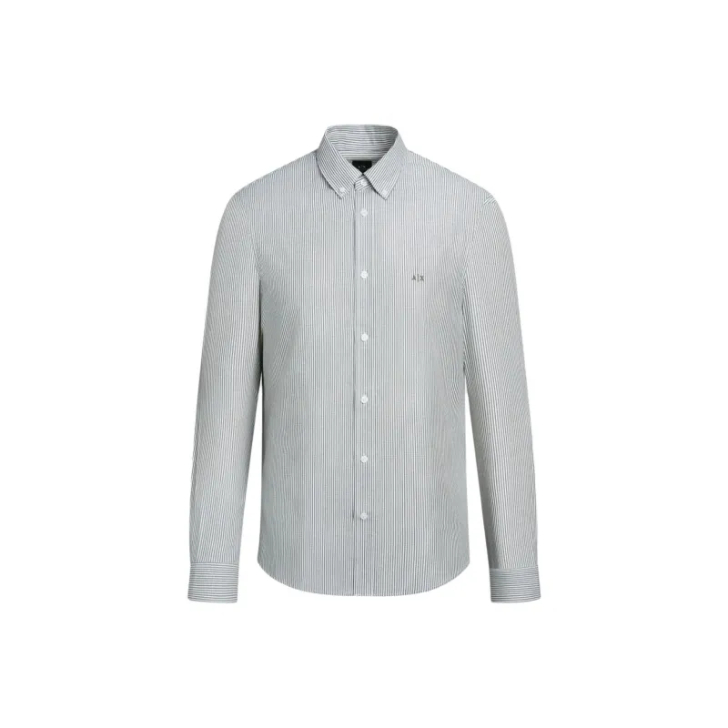 ARMANI EXCHANGEAE FW24 Shirt Men's White Navy Blue Stripes-0