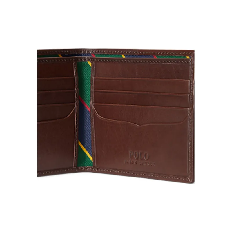 Polo Ralph Lauren Fabric Cow Leather Patchwork Wallet Men's Green/Dark Blue-4