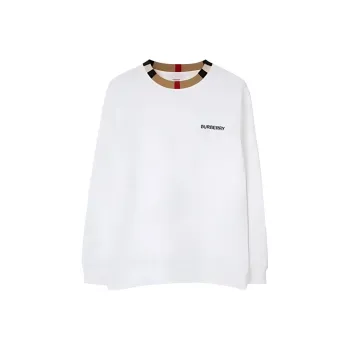 Burberry Icon Stripe Trim Cotton Sweatshirt