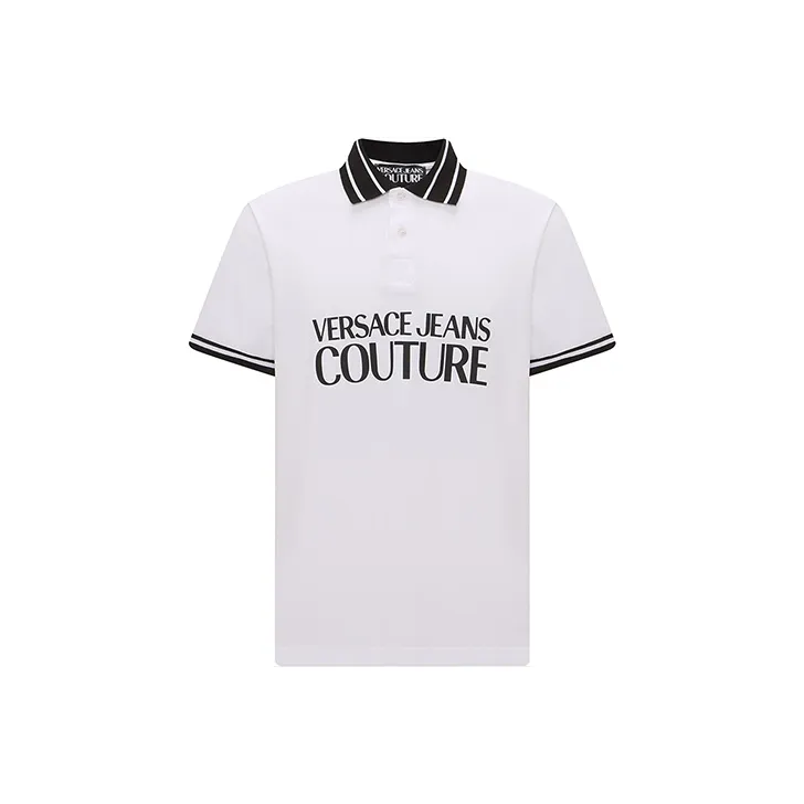 VERSACE JEANS COUTURE Men Logo-Print Cotton Polo Shirt White-0