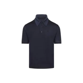 PRADA Logo Embroidered Knitted Polo Shirt