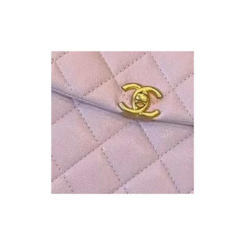 CHANEL Lambskin Flap Bag Handbag, Shoulder Bag, Crossbody Bag Mini Women's Light Purple-1