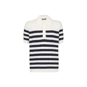 BALMAIN Striped Knit Polo Shirt