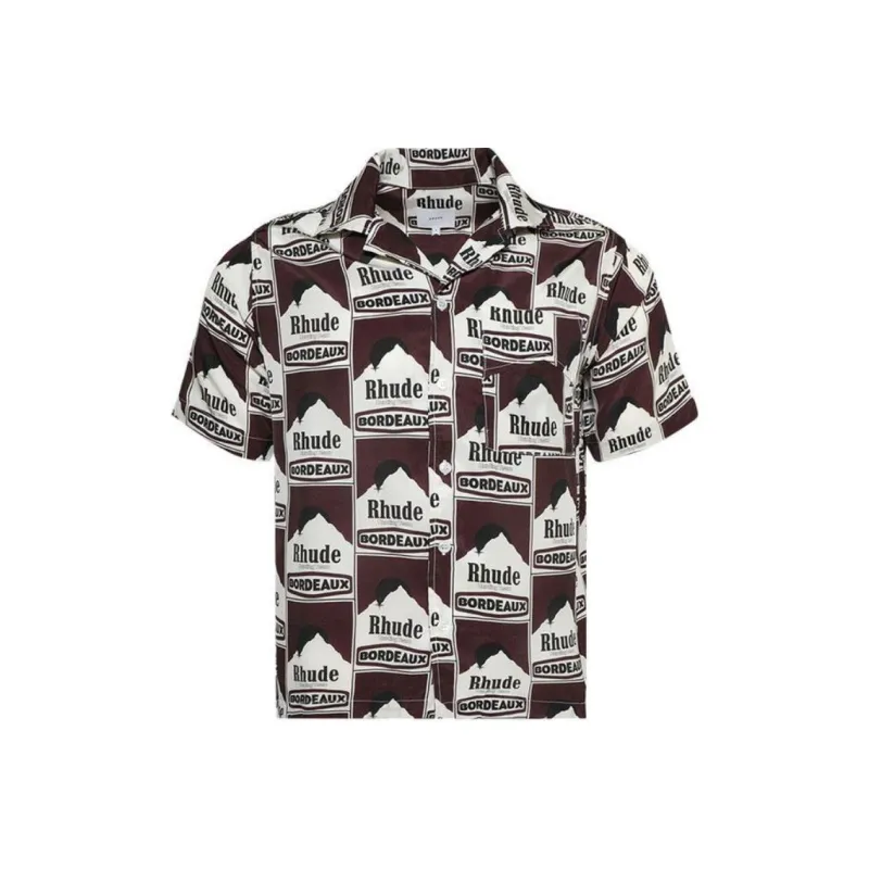 RHUDE Moonlight Bordeaux Silk Shirt-0
