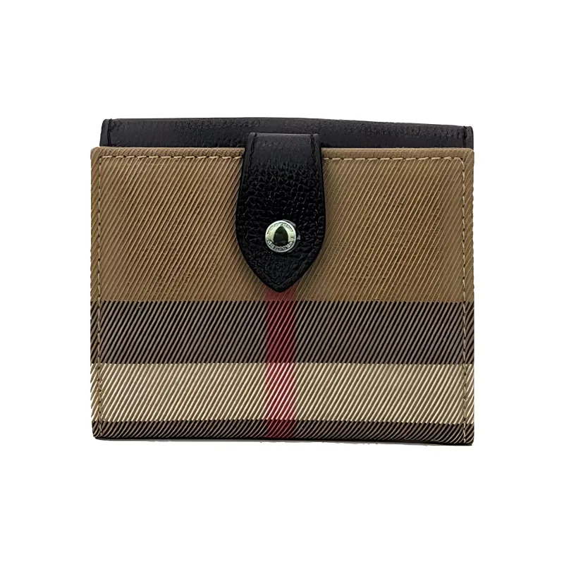 Burberry Leather Card Clip Card Holder Wallets Small Size Women's Black-1