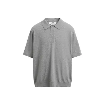 ZARA Polo Shirt Men's Zebra Print Gray